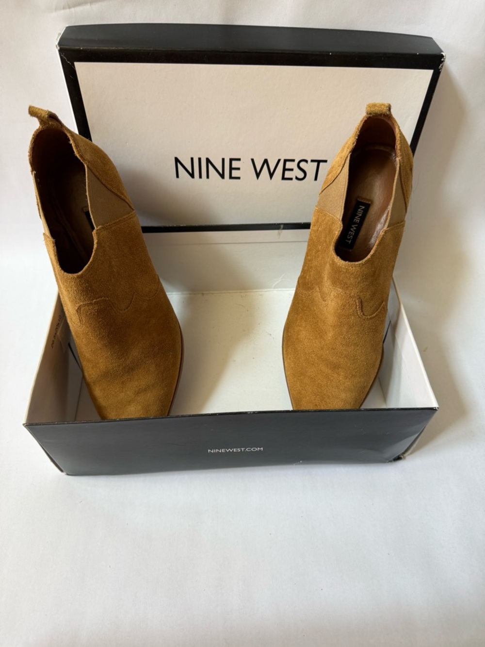 Nine West Tan Suede Chelsea Ankle Boots